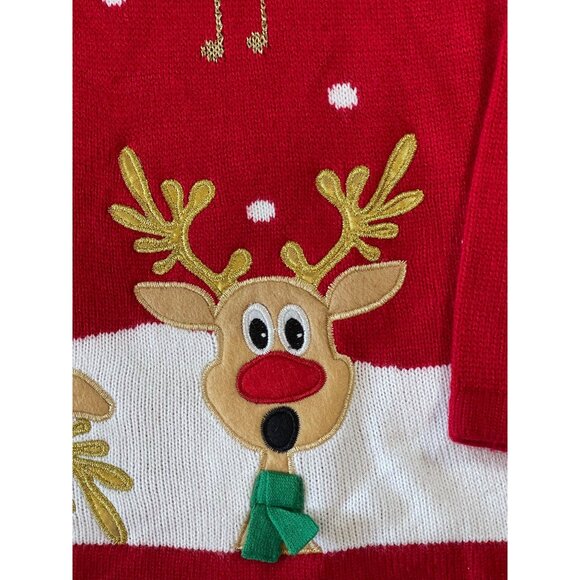 Holiday Time Women's Red Christmas Sweater Reindeer Singing Size XL - Picture 5 of 15